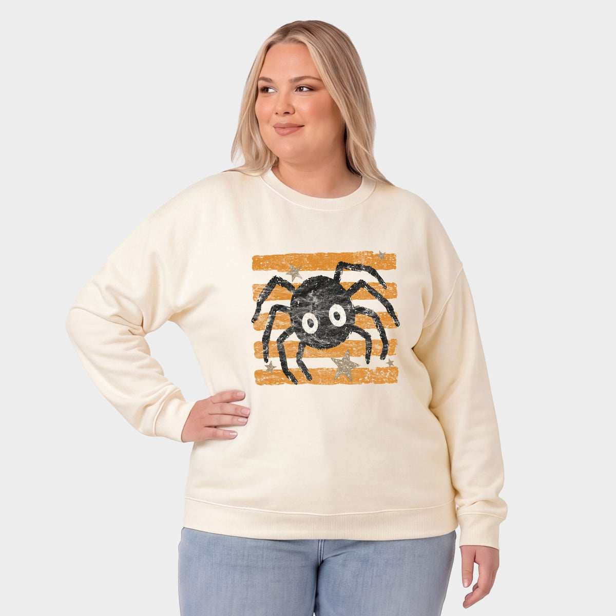 Spider Orange Stripes - Women's Plus Sized Graphic Sweatshirt