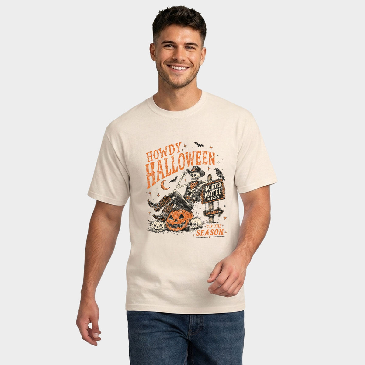 Howdy Halloween Skeleton - Men's Garment Dyed Graphic T-Shirt