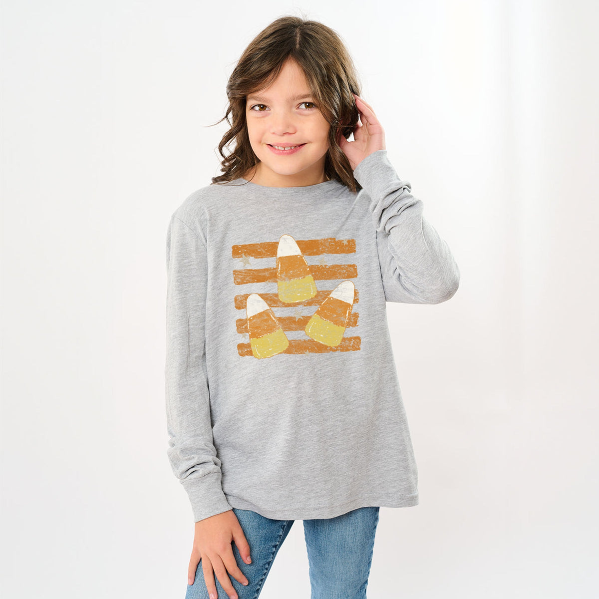 Candy Corn Orange Stripes - Youth Long Sleeve Graphic T-Shirt