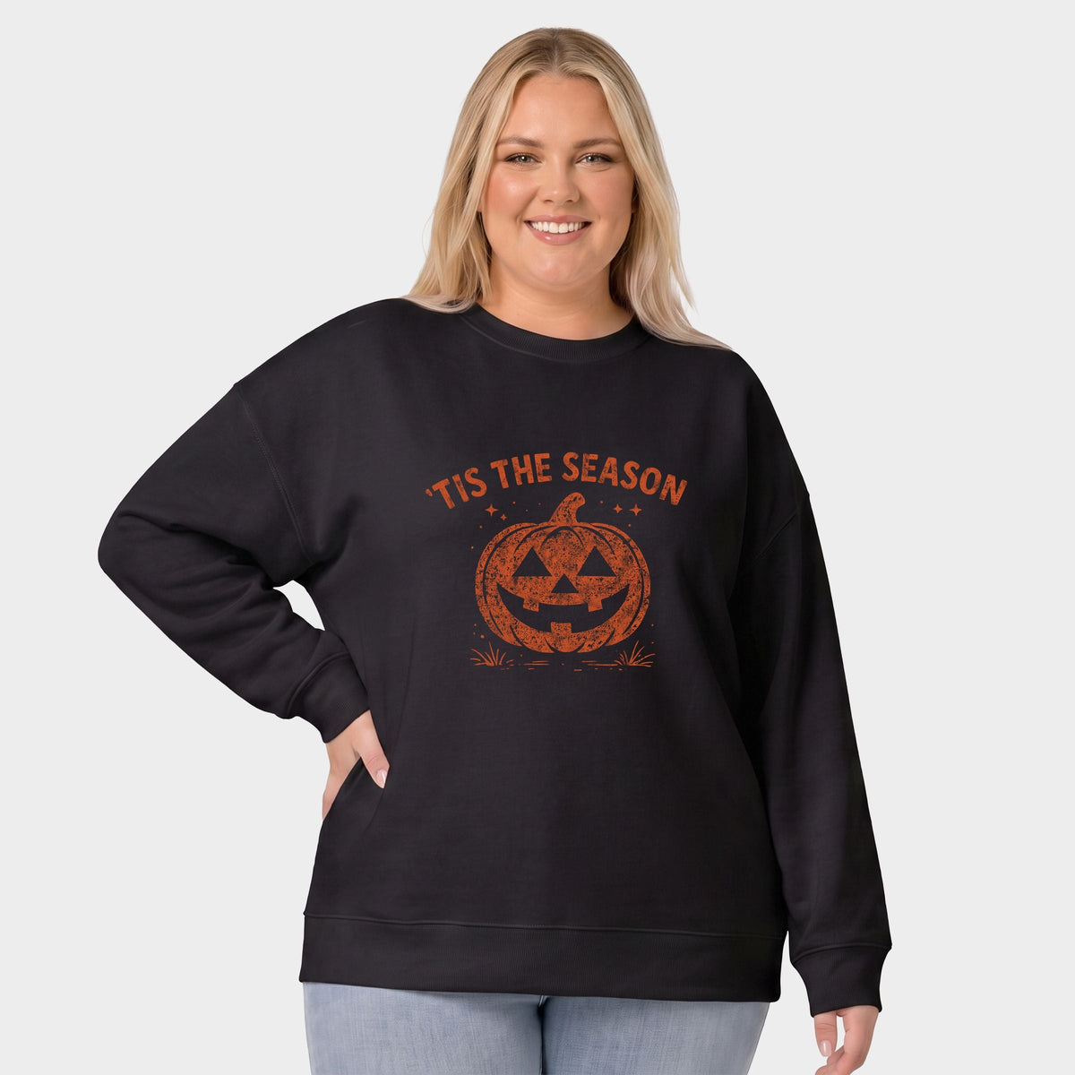Tis The Season Jack O Lantern - Women's Plus Sized Graphic Sweatshirt