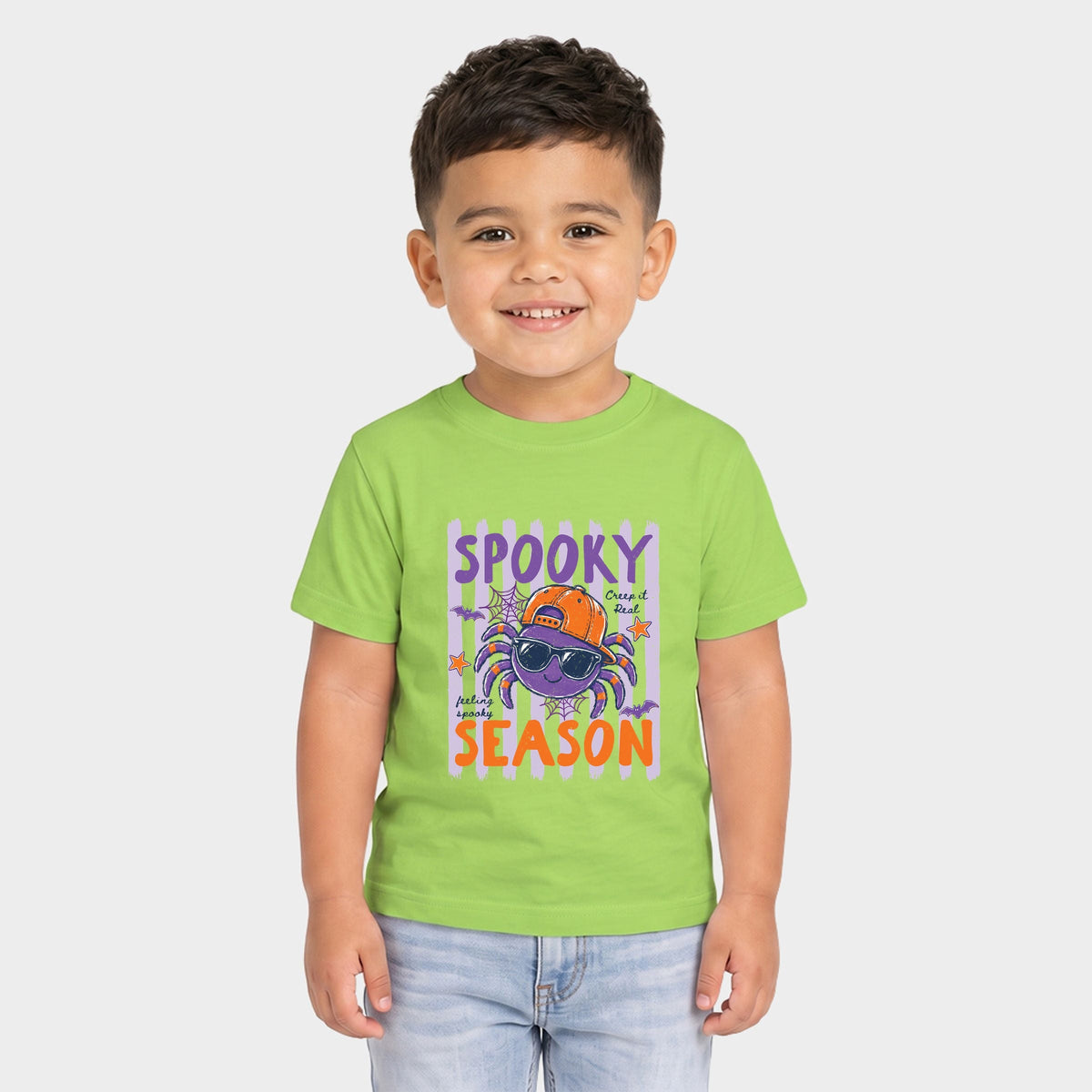 Spooky Season Spider Stripes - Toddler Short Sleeve Graphic T-Shirt
