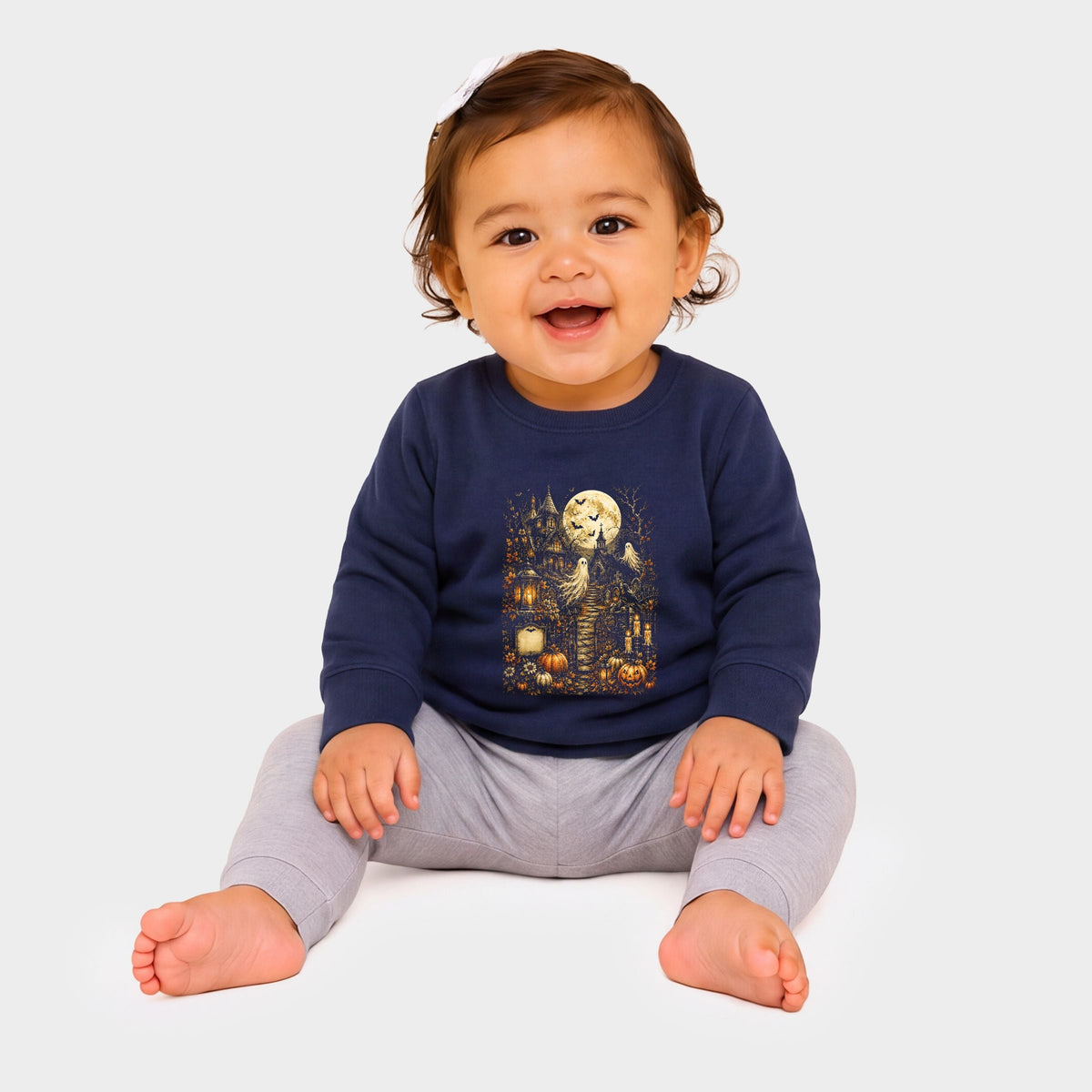 Halloween House and Moon - Infant Crew Fleece Sweatshirt
