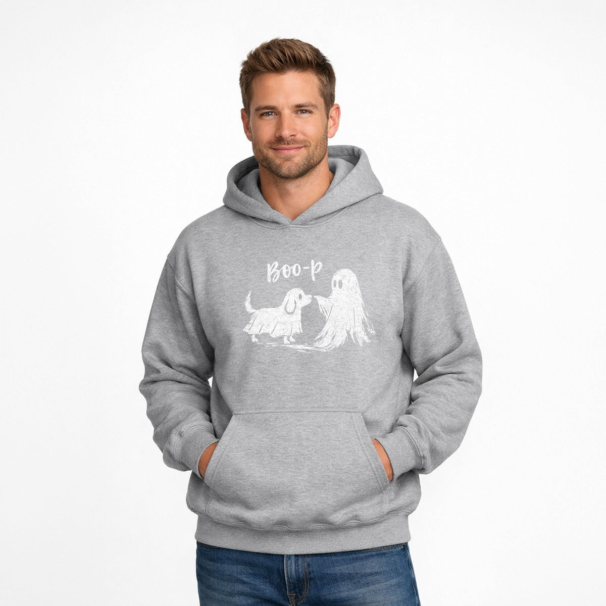 Boo-P Ghost and Dog - Men's Graphic Hoodie
