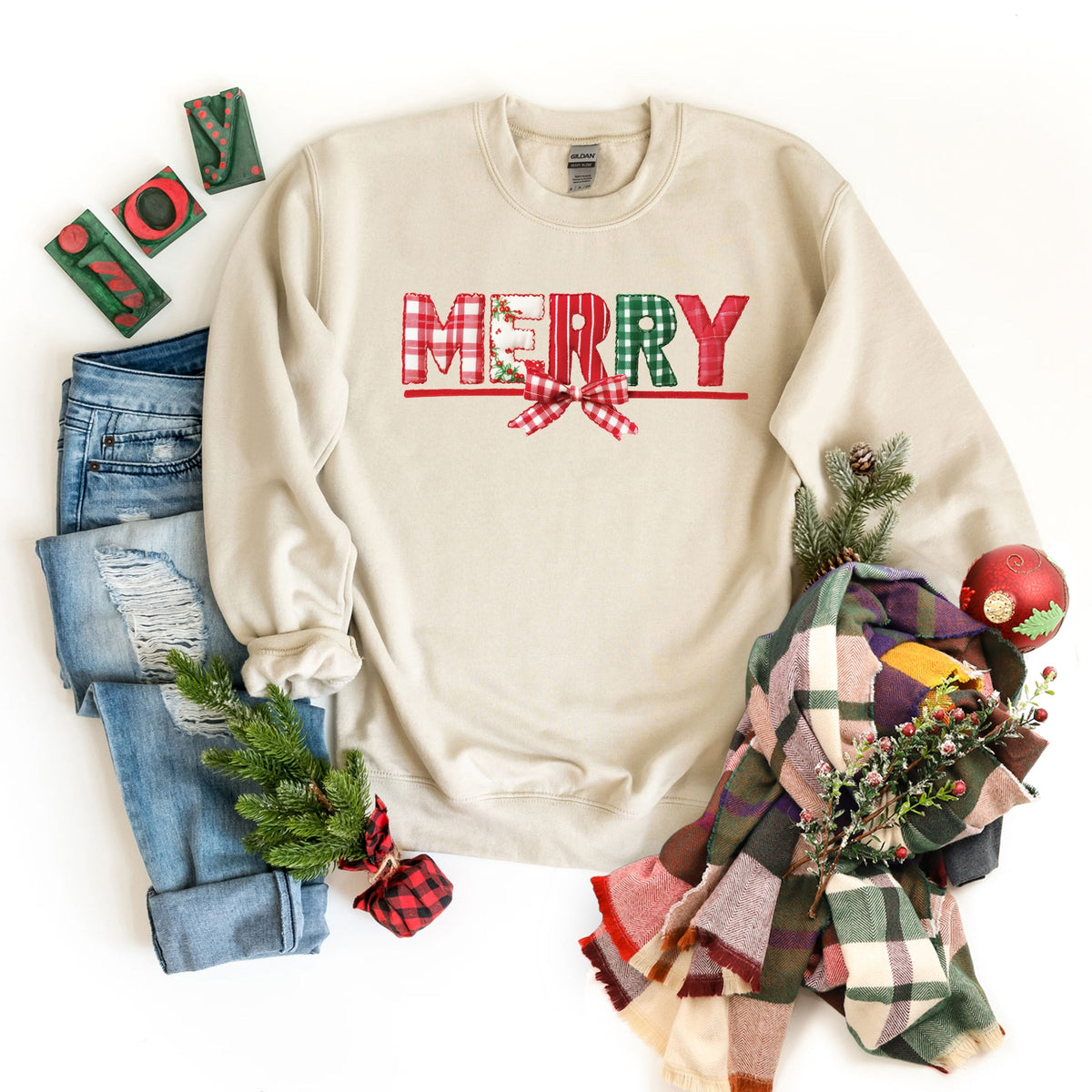 Merry Pattern Quilted Print - Women's Graphic Sweatshirt