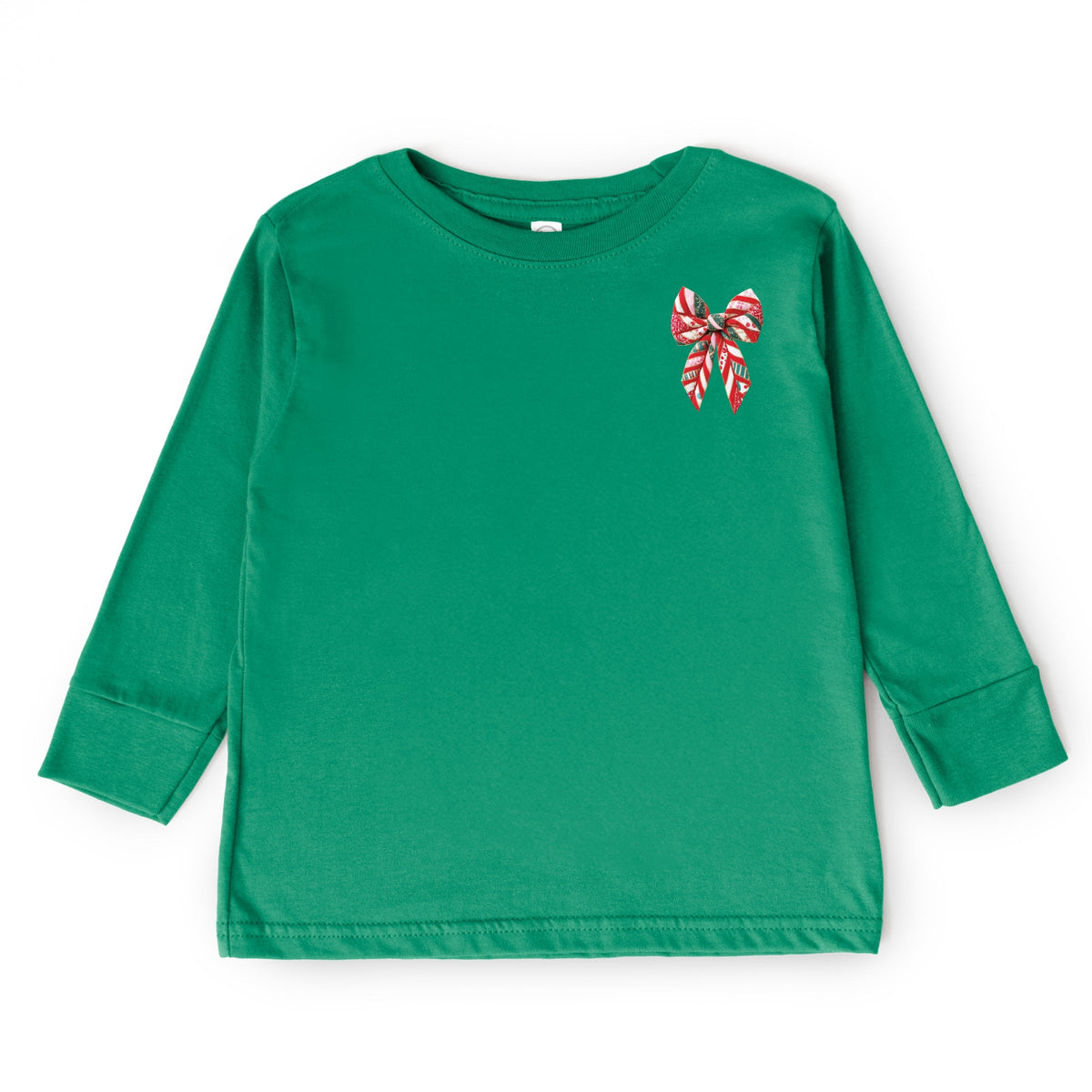 Christmas Bow Quilted Print - Toddler Long Sleeve Graphic Tee
