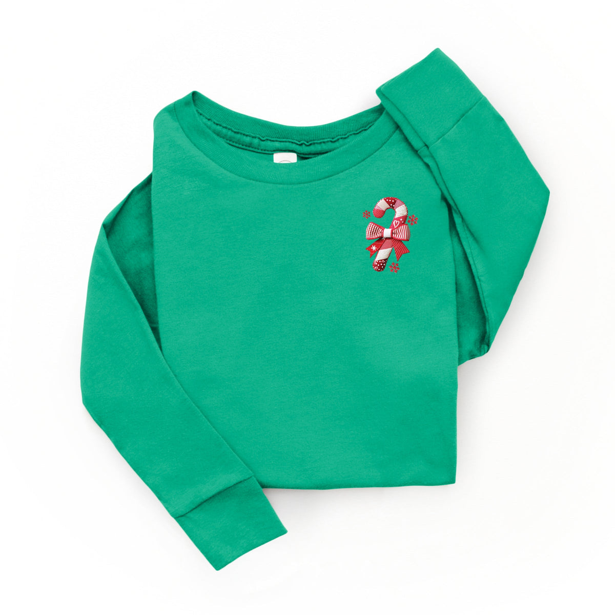 Candy Cane Bow Patchwork Print - Toddler Long Sleeve Graphic Tee