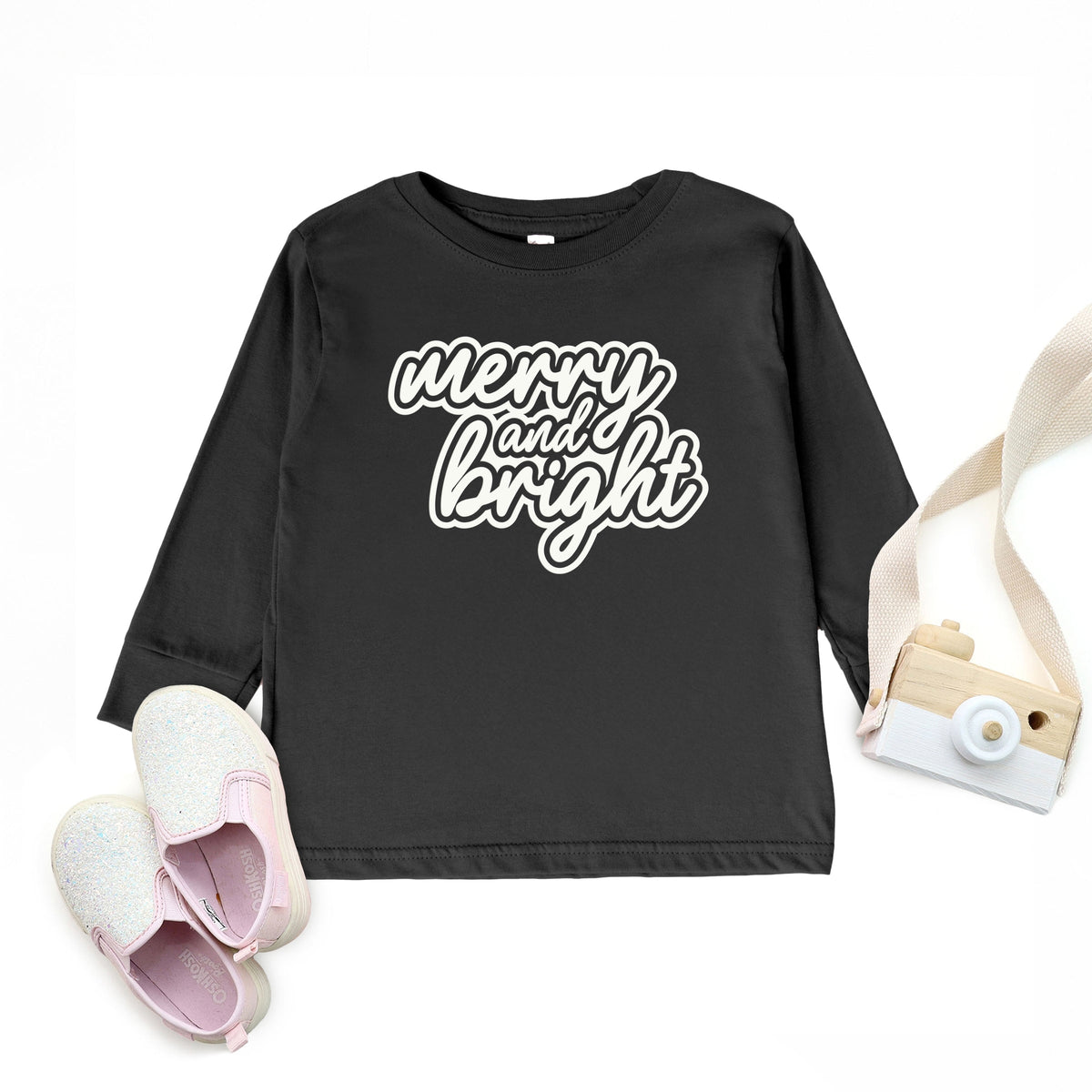 Merry & Bright Outline Puff - Toddler Long Sleeve Graphic Tee