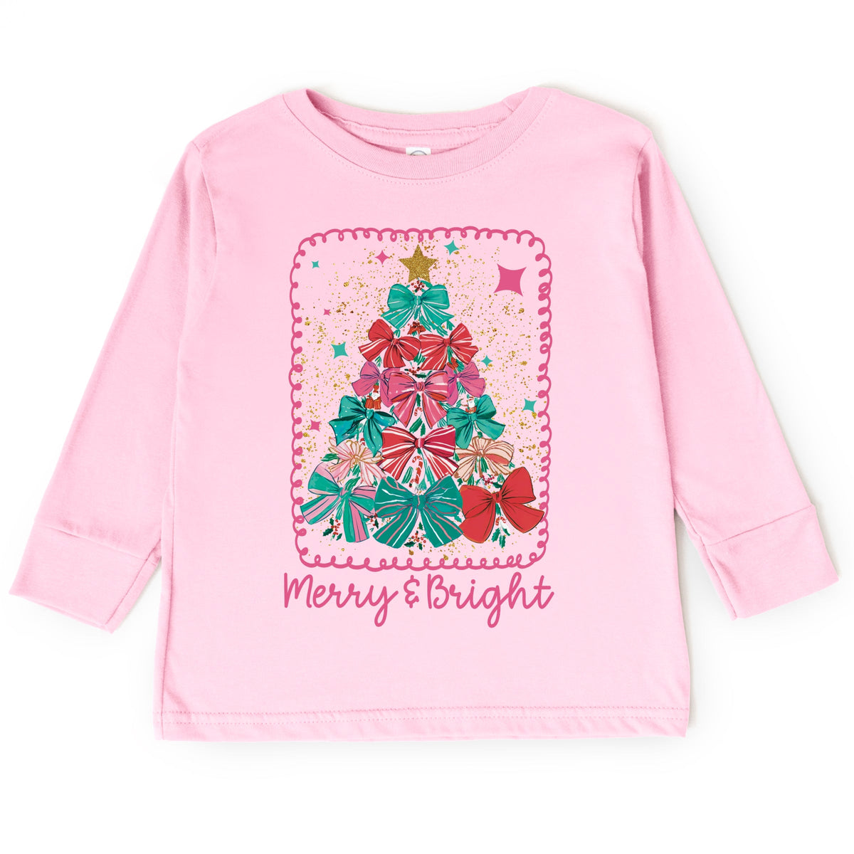 Merry & Bright Bow Tree - Toddler Long Sleeve Graphic Tee
