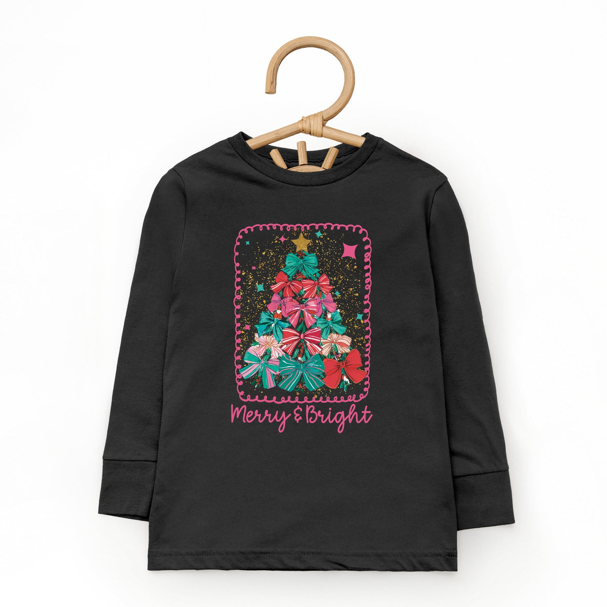 Merry & Bright Bow Tree - Toddler Long Sleeve Graphic Tee