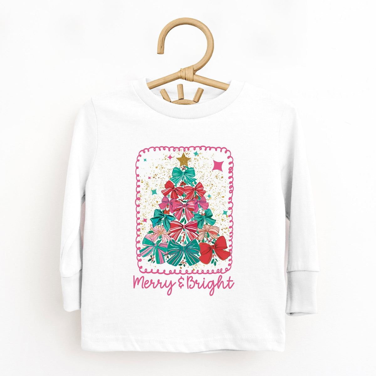 Merry & Bright Bow Tree - Toddler Long Sleeve Graphic Tee