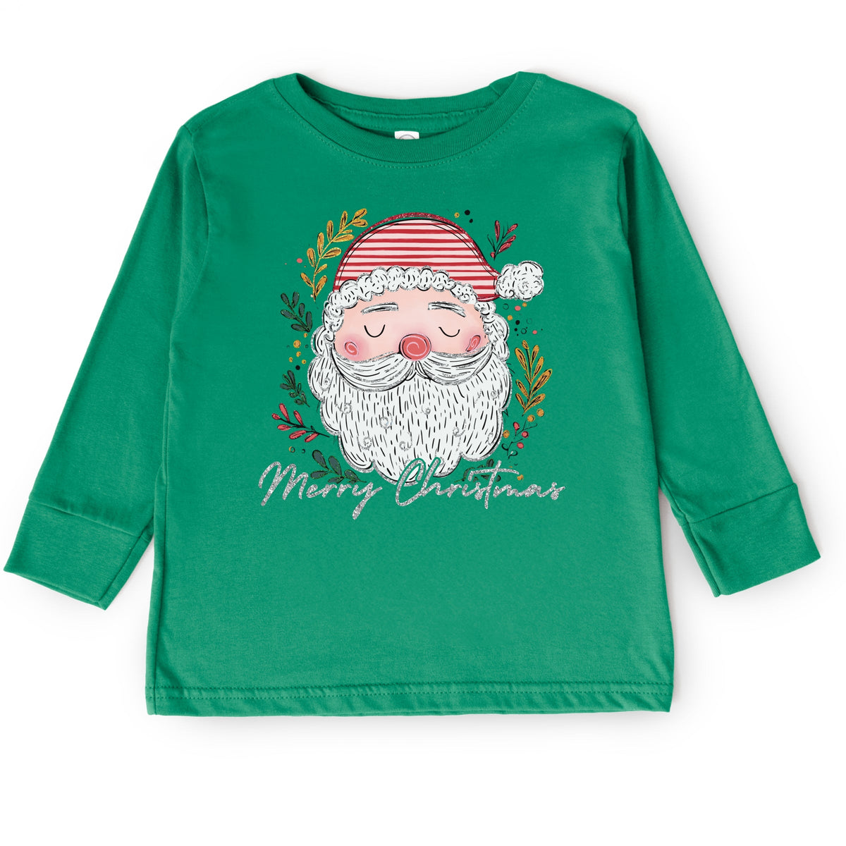 Merry Christmas Santa Stripes - Toddler Long Sleeve Graphic Tee