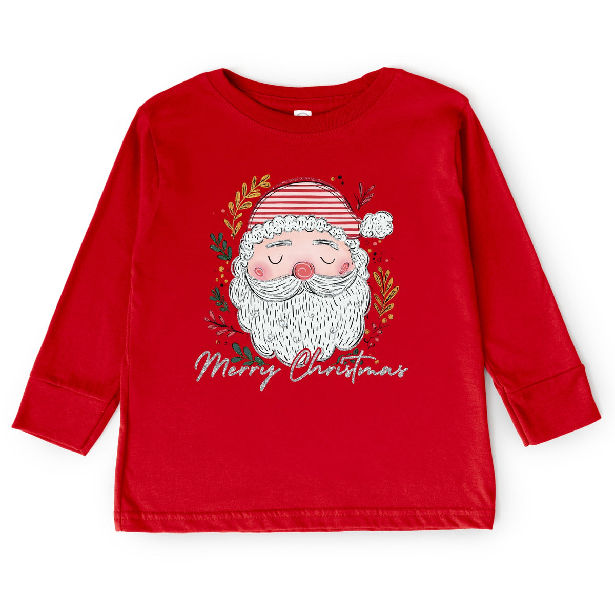 Merry Christmas Santa Stripes - Toddler Long Sleeve Graphic Tee