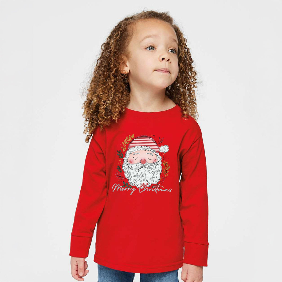 Merry Christmas Santa Stripes - Toddler Long Sleeve Graphic Tee