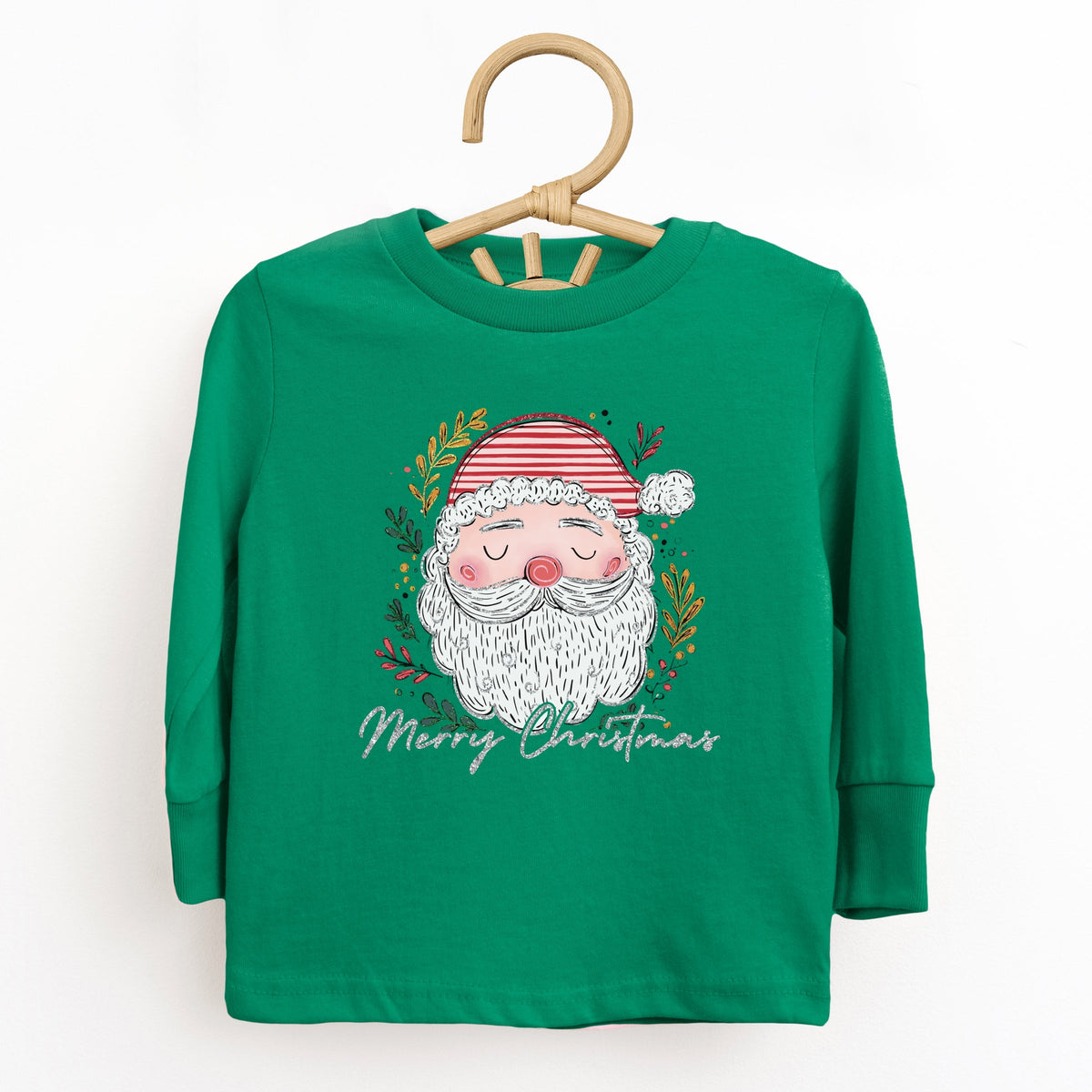Merry Christmas Santa Stripes - Toddler Long Sleeve Graphic Tee