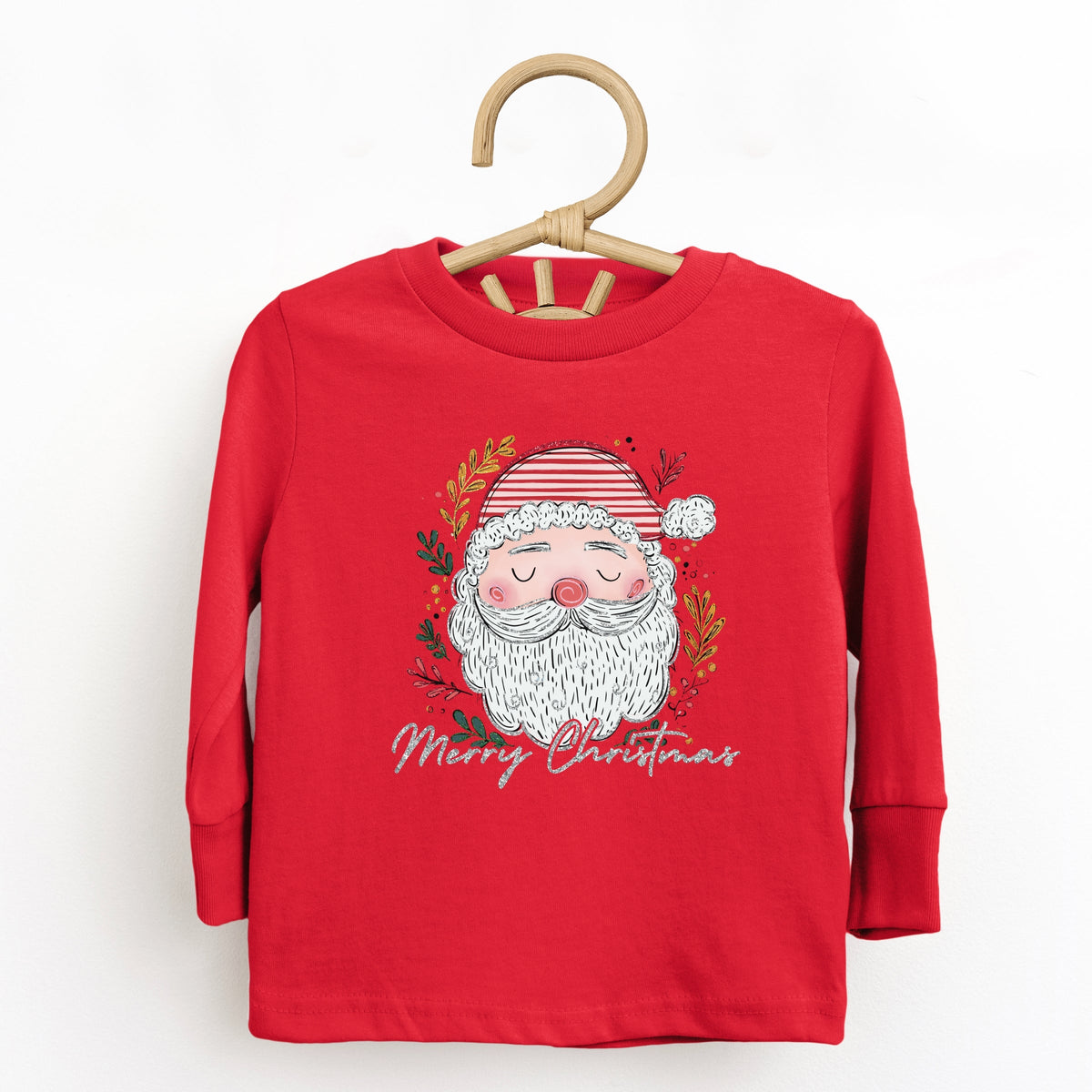 Merry Christmas Santa Stripes - Toddler Long Sleeve Graphic Tee