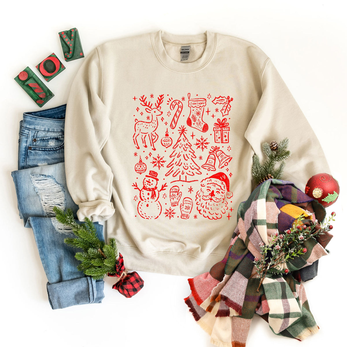 Christmas Chalk Icons - Women's Graphic Sweatshirt