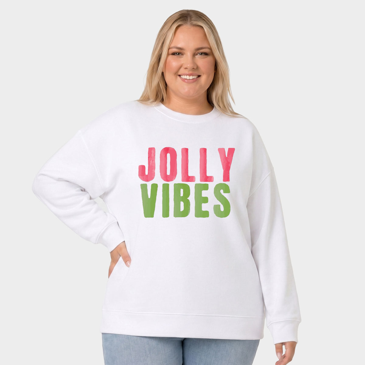 Jolly Vibes Watercolor - Women's Plus Sized Graphic Sweatshirt