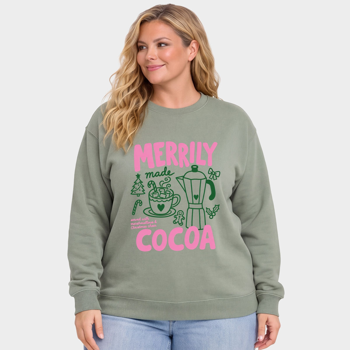 Merrily Made Cocoa Pink - Women's Plus Sweatshirt