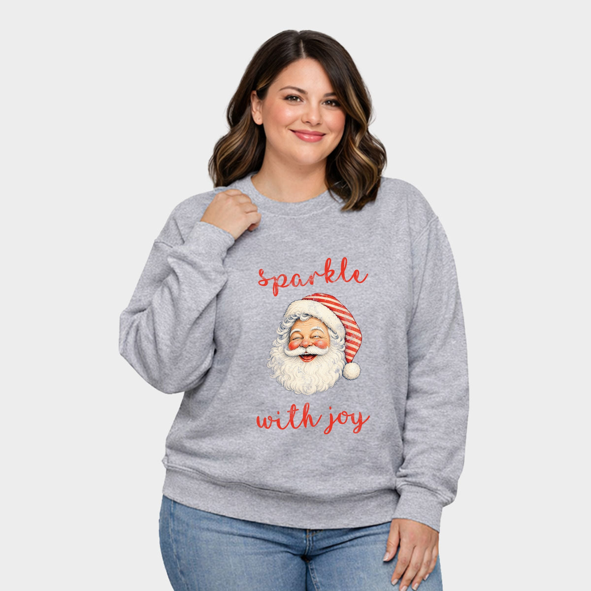 Sparkle With Joy Santa - Women's Plus Sweatshirt