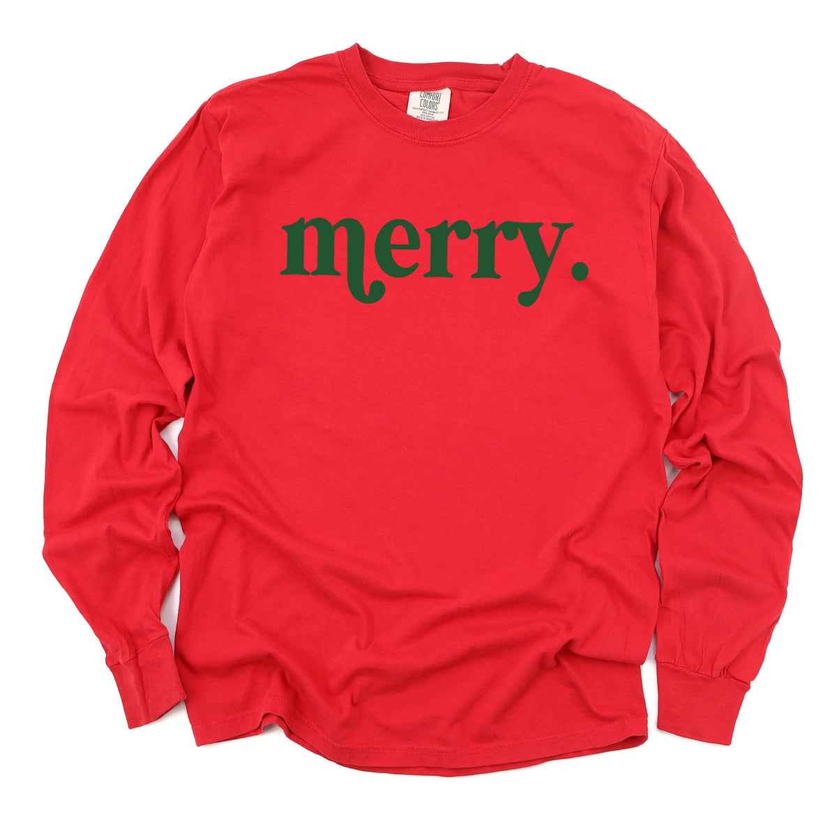 Merry Green - Women's Garment Dyed Long Sleeve Graphic T-Shirt
