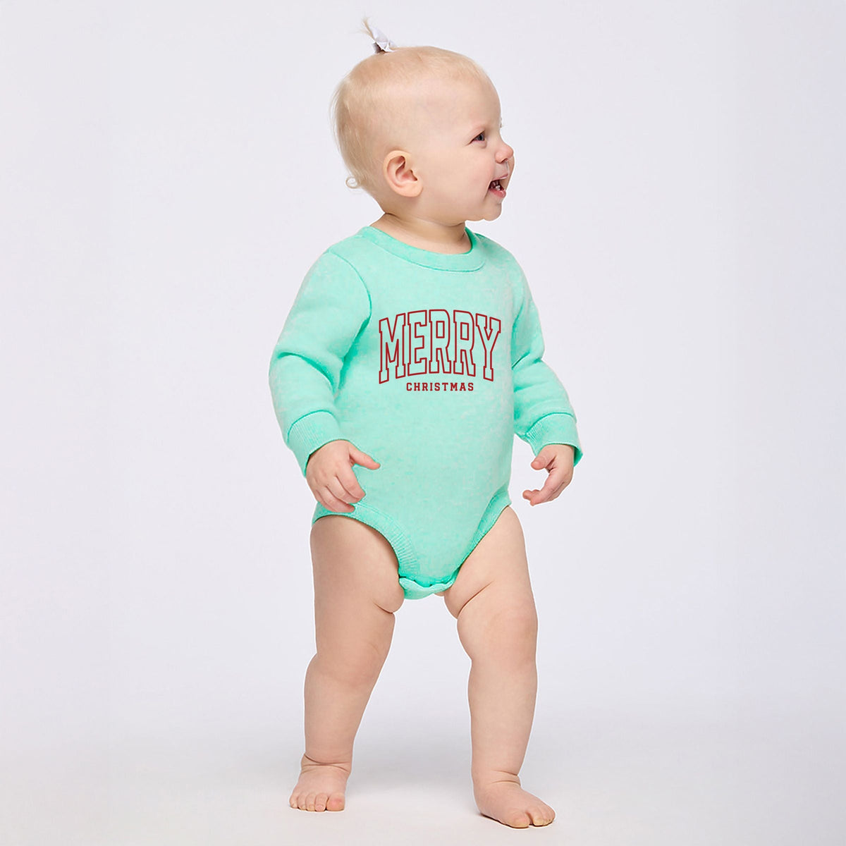 Merry Christmas Arched Outline - Infant Fleece BodySuit