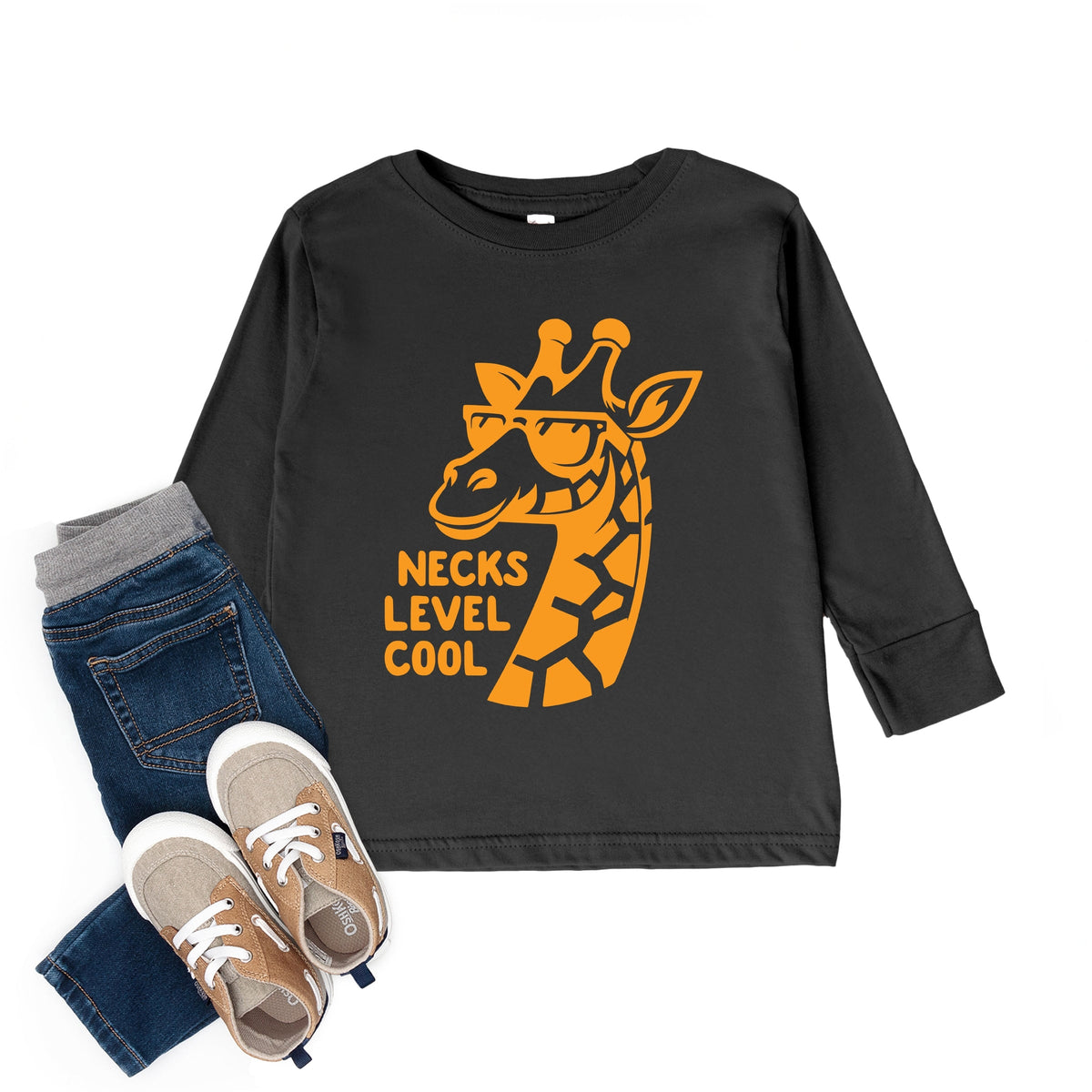 Necks Level Cool Giraffe - Toddler Long Sleeve Graphic Tee