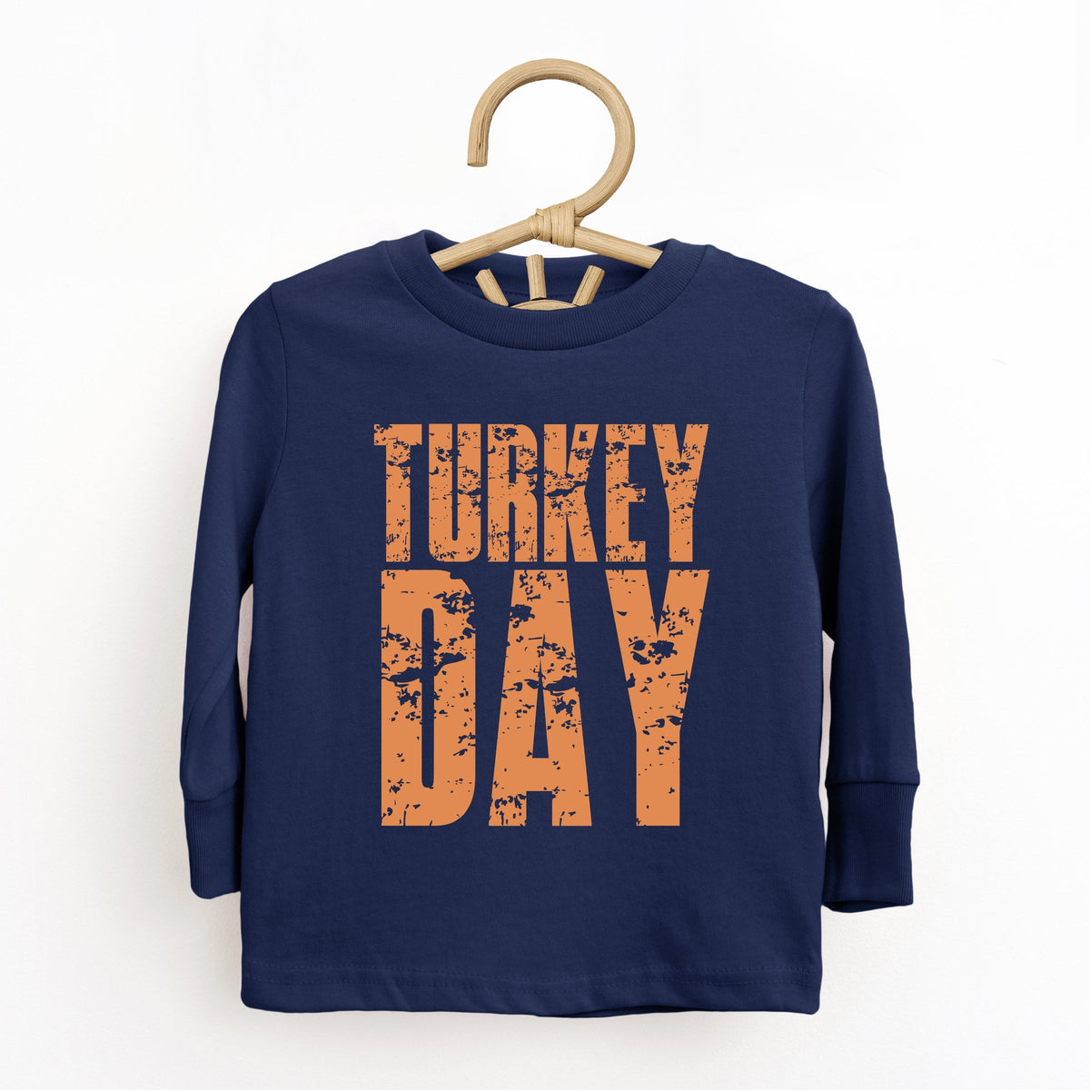 Turkey Day Block Distressed - Toddler Long Sleeve Graphic Tee