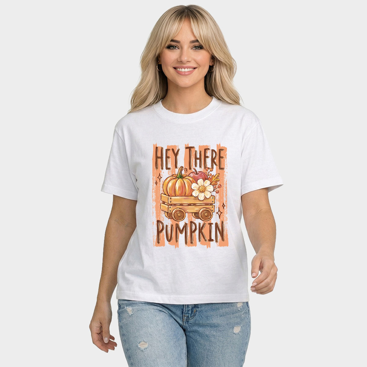 Hey There Pumpkin Stripes - Women's Relaxed Boxy Tee