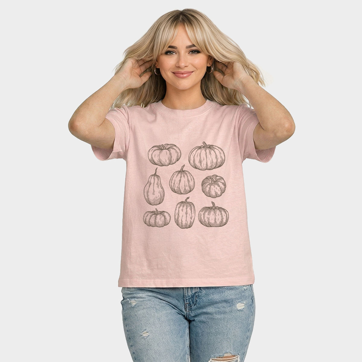 Sketched Pumpkin Collage - Women's Relaxed Boxy Tee
