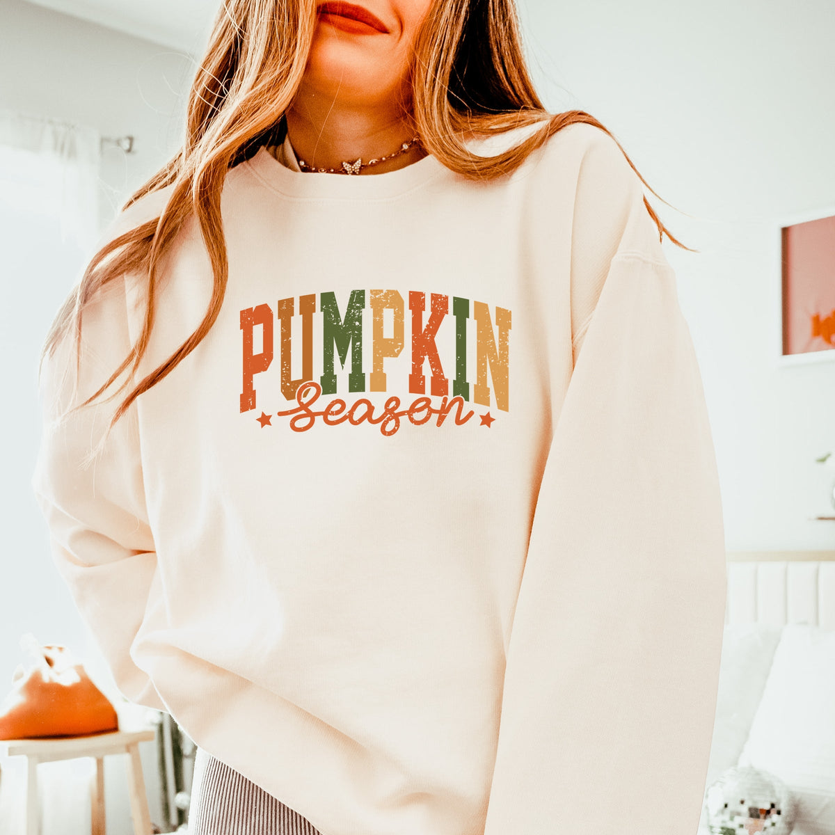 Pumpkin Season Multi - Women's Lightweight Garment Dyed Sweatshirt