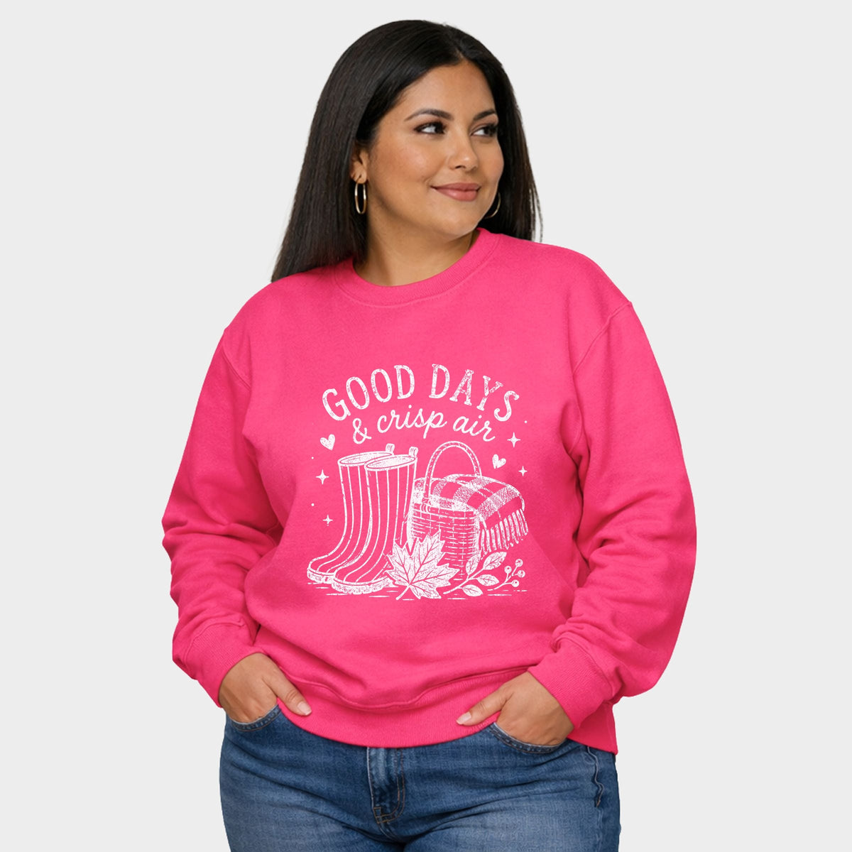 Good Days and Crisp Air - Women's Plus Sized Graphic Sweatshirt