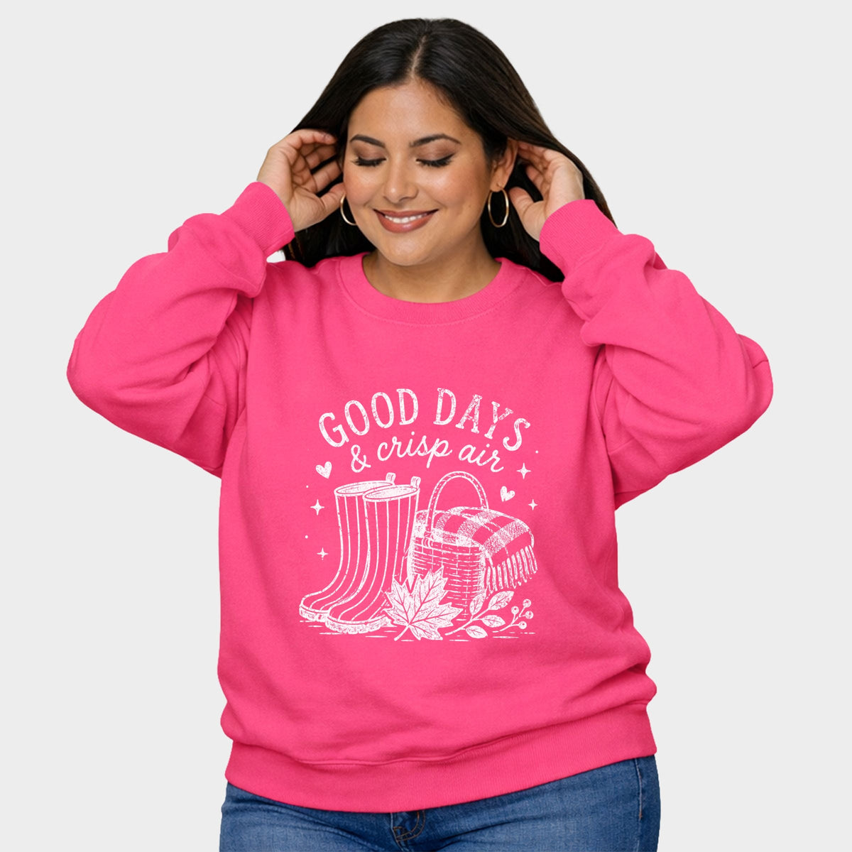 Good Days and Crisp Air - Women's Plus Sized Graphic Sweatshirt