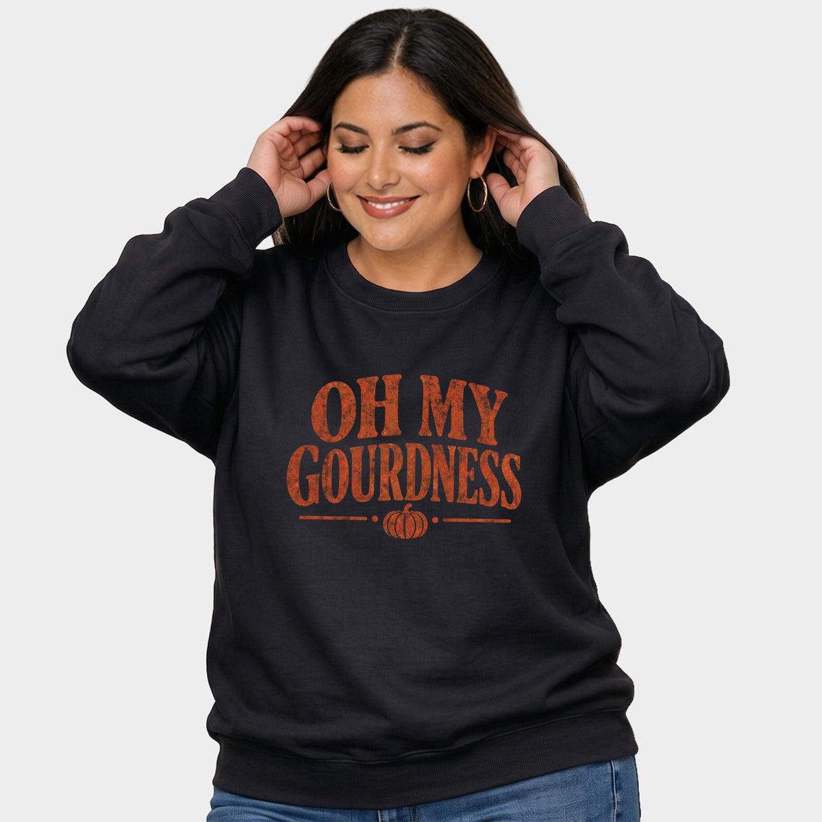 Oh My Gourdness Distressed - Women's Plus Sized Graphic Sweatshirt