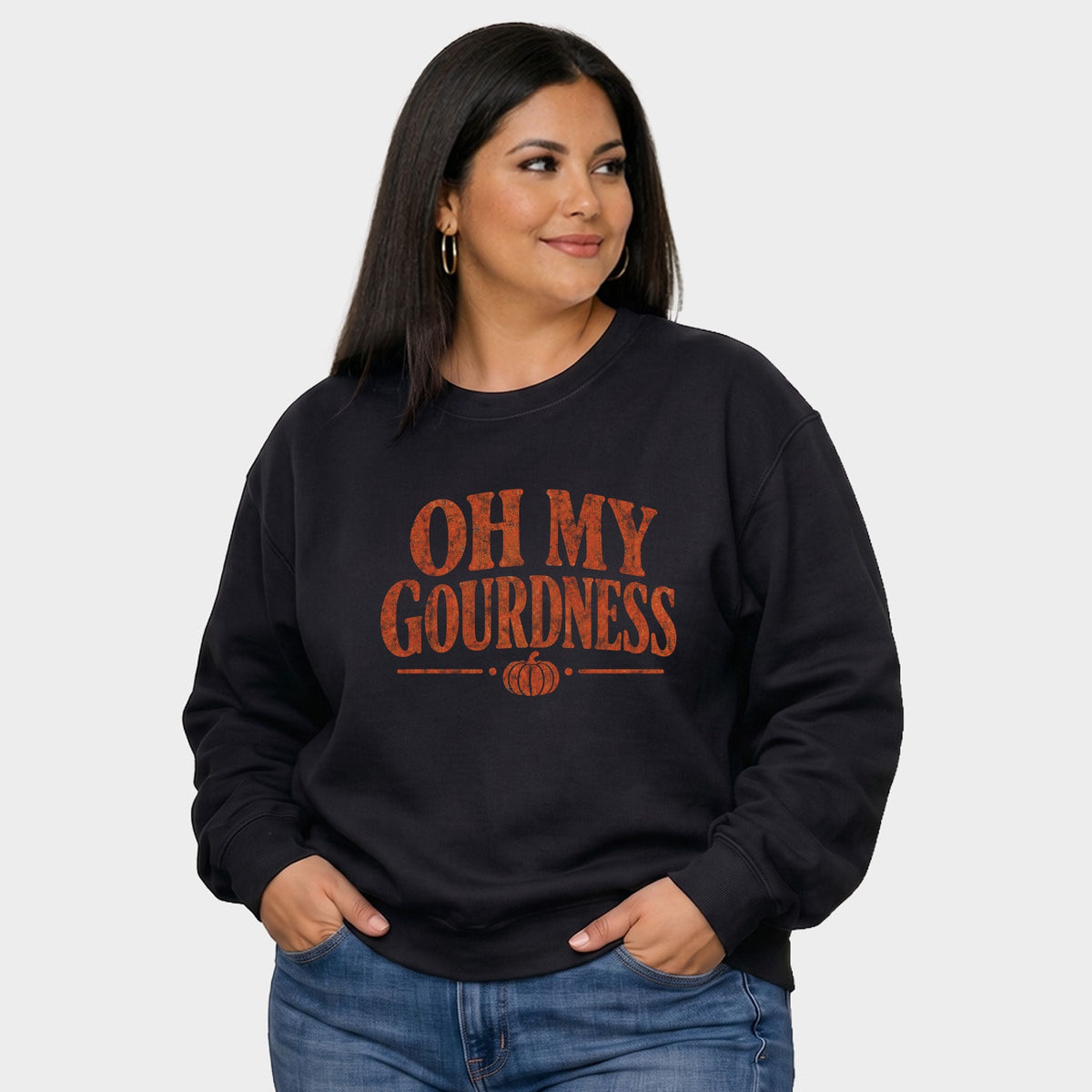 Oh My Gourdness Distressed - Women's Plus Sized Graphic Sweatshirt