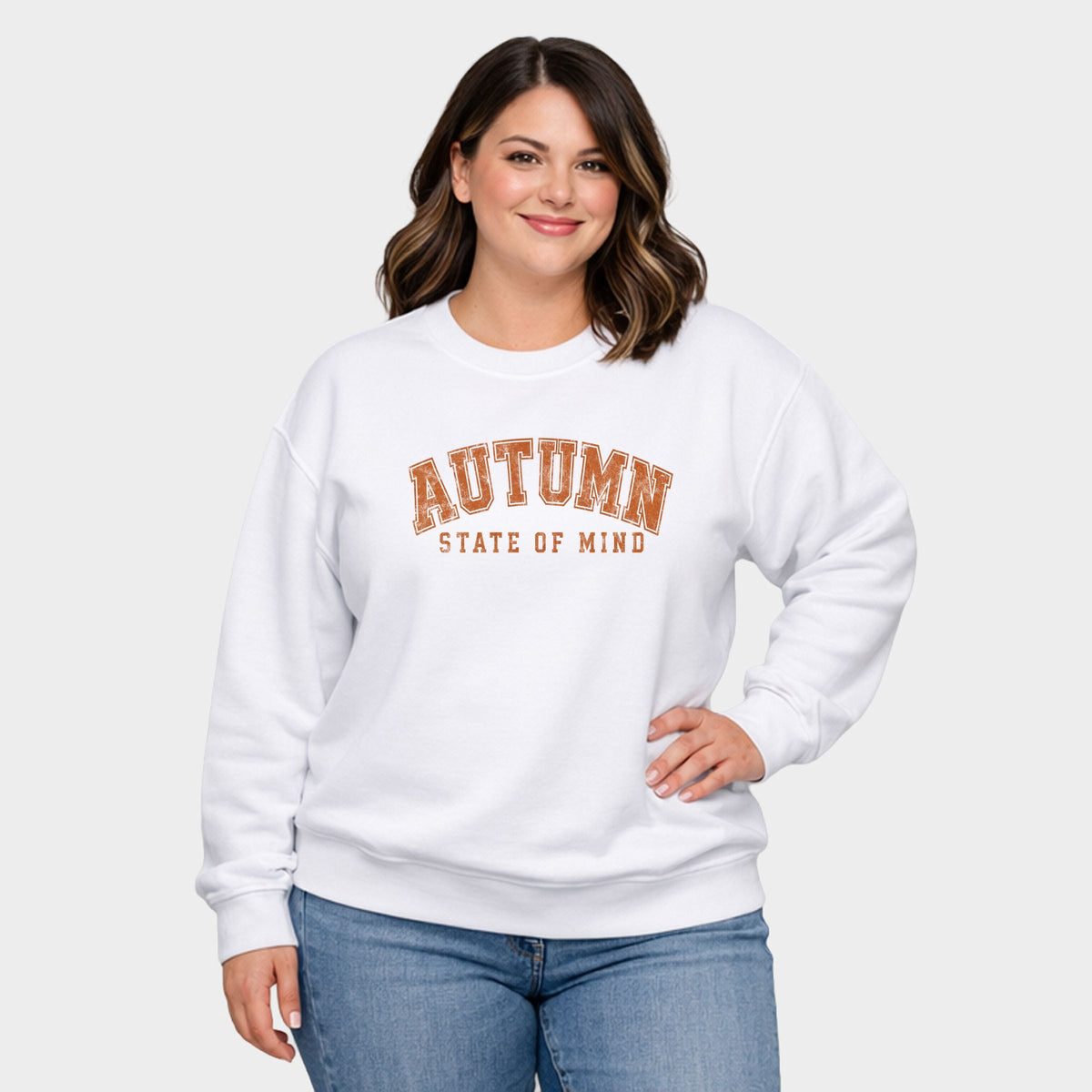 Autumn State of Mind Arched - Women's Plus Sized Graphic Sweatshirt