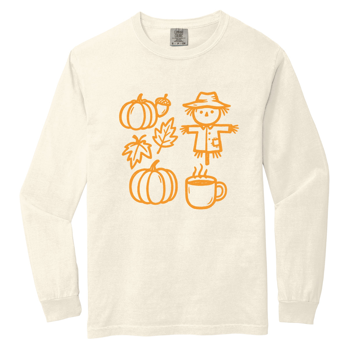 Fall Elements Outline - Women's Garment Dyed Long Sleeve Graphic T-Shirt