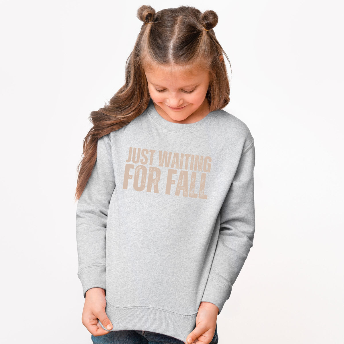 Just Waiting For Fall Distressed - Youth Graphic Sweatshirt