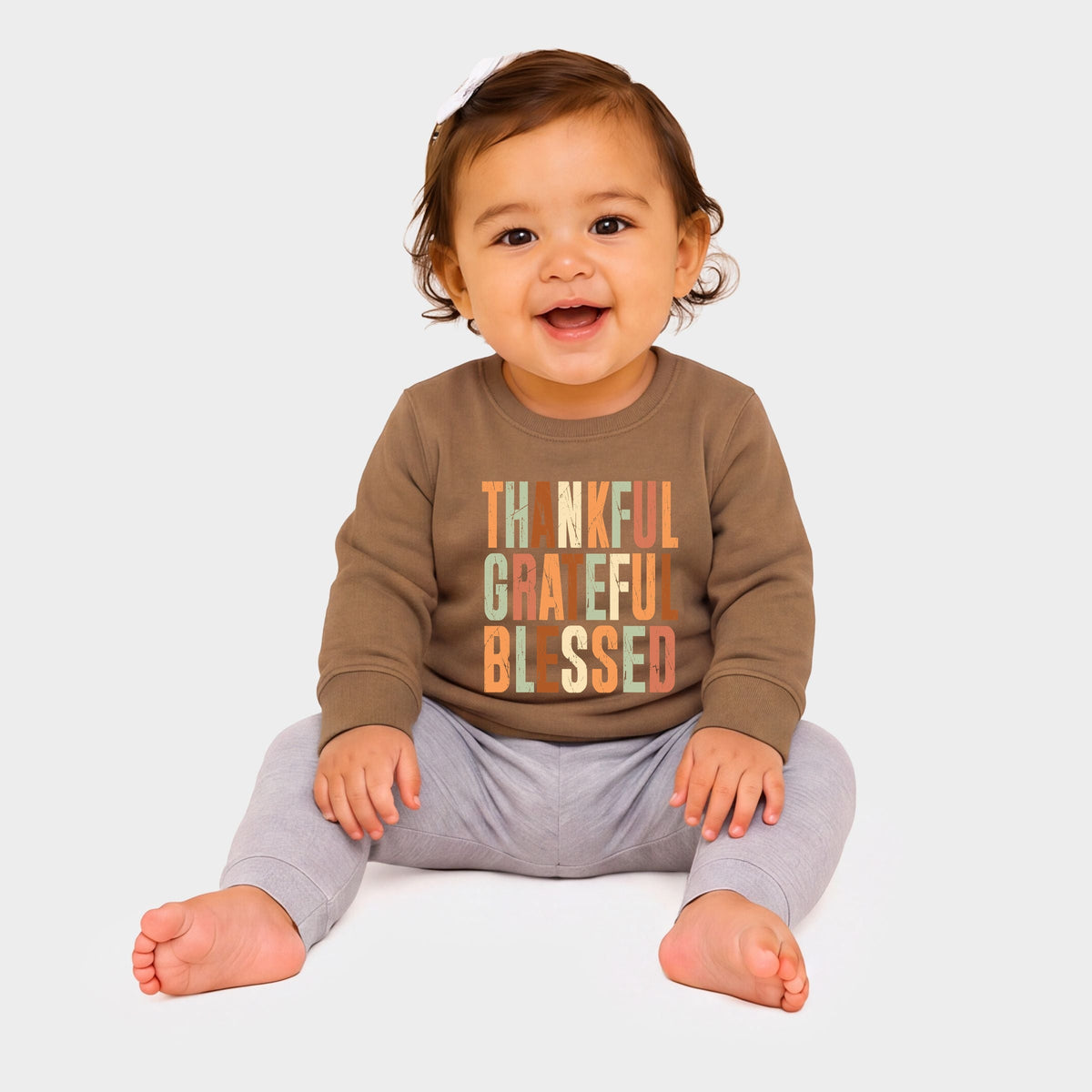Thankful Grateful Blessed Fall Colors - Infant Crew Fleece Sweatshirt