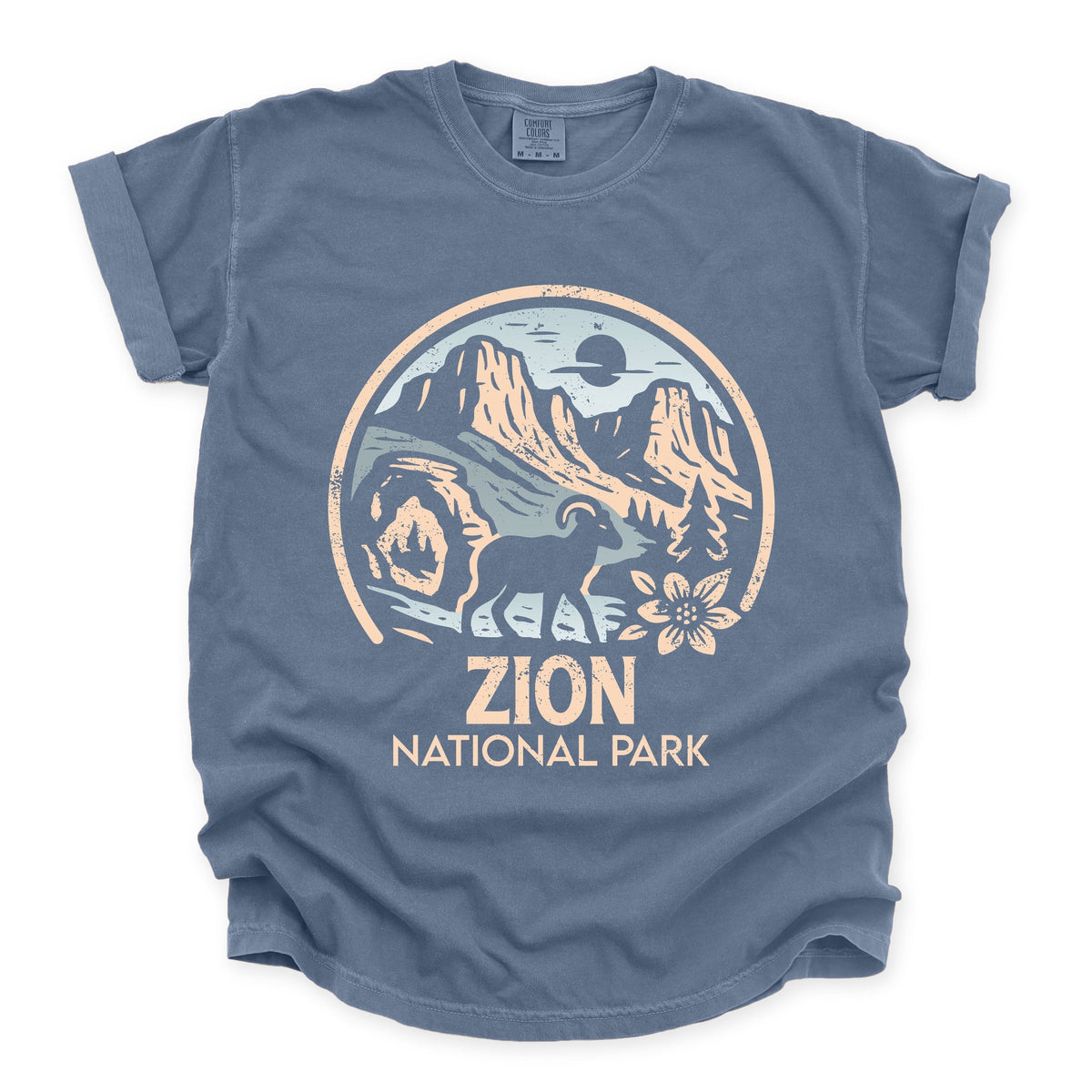 Zion National Park Two-Toned Circle - Women's Garment Dyed Graphic T-Shirt