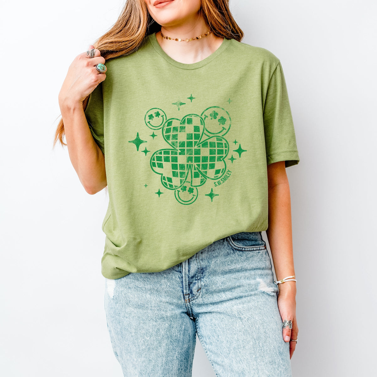 S.W.Smiley Disco Clover - Women's Short Sleeve Graphic T-Shirt