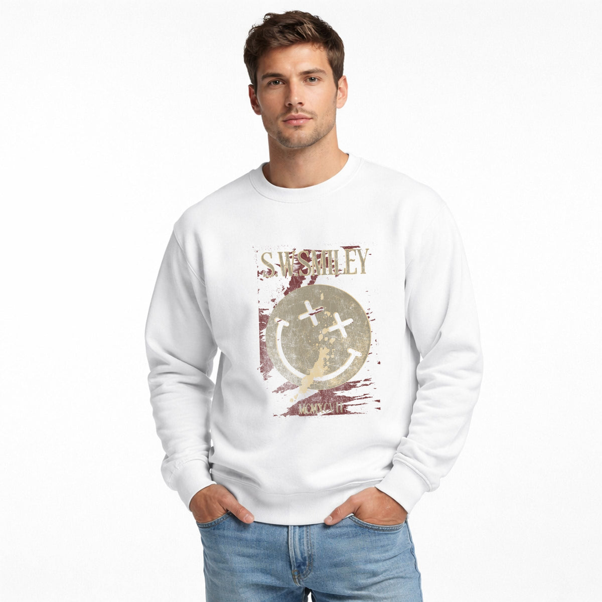 S.W.Smiley Paint Splatters X Eyes - Men's Graphic Sweatshirt