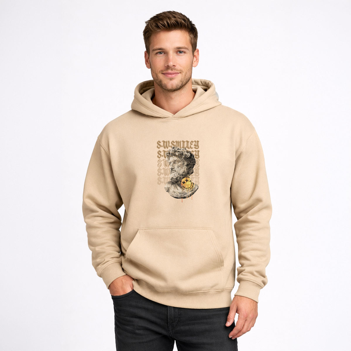 S.W.Smiley Graffitti Roman Statue - Men's Graphic Hoodie