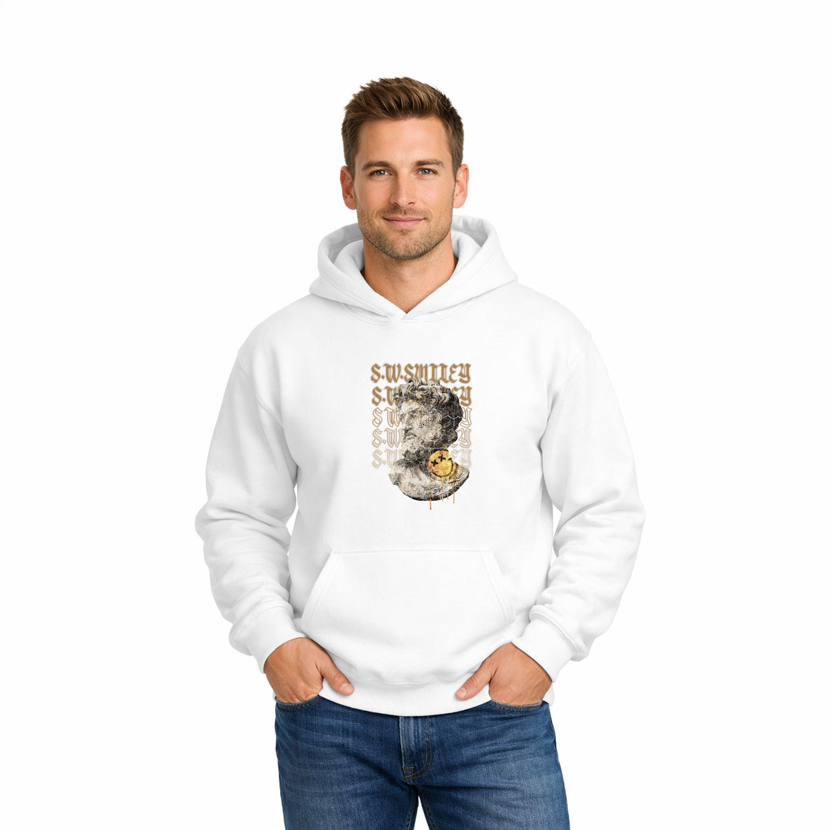 S.W.Smiley Graffitti Roman Statue - Men's Graphic Hoodie