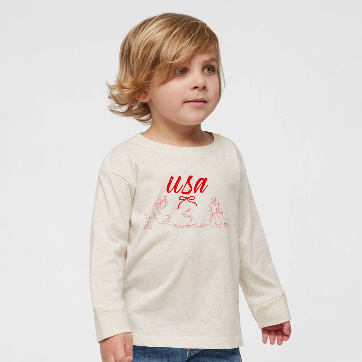 USA Winter Sports One Line - Toddler Long Sleeve Graphic Tee