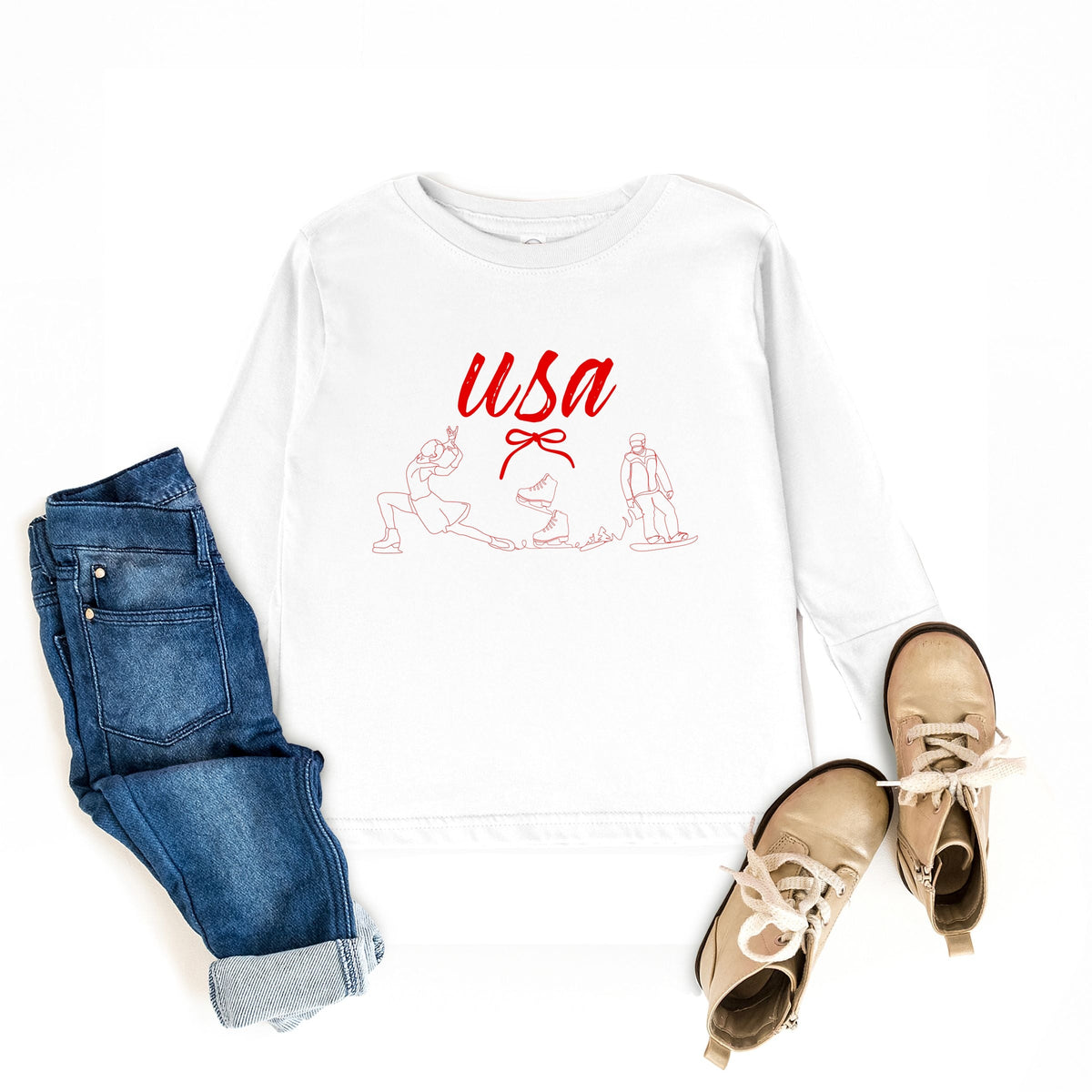USA Winter Sports One Line - Toddler Long Sleeve Graphic Tee