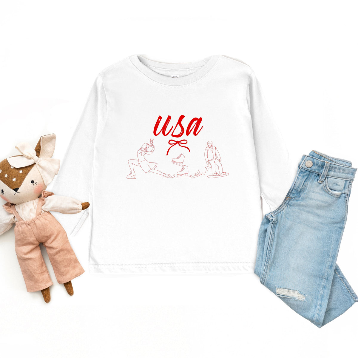 USA Winter Sports One Line - Toddler Long Sleeve Graphic Tee