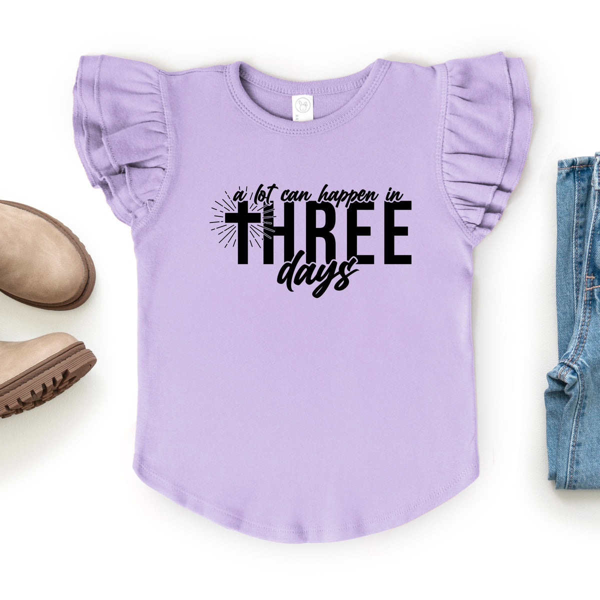 A Lot Can Happen In Three Days - Flutter Sleeve Graphic T-Shirt