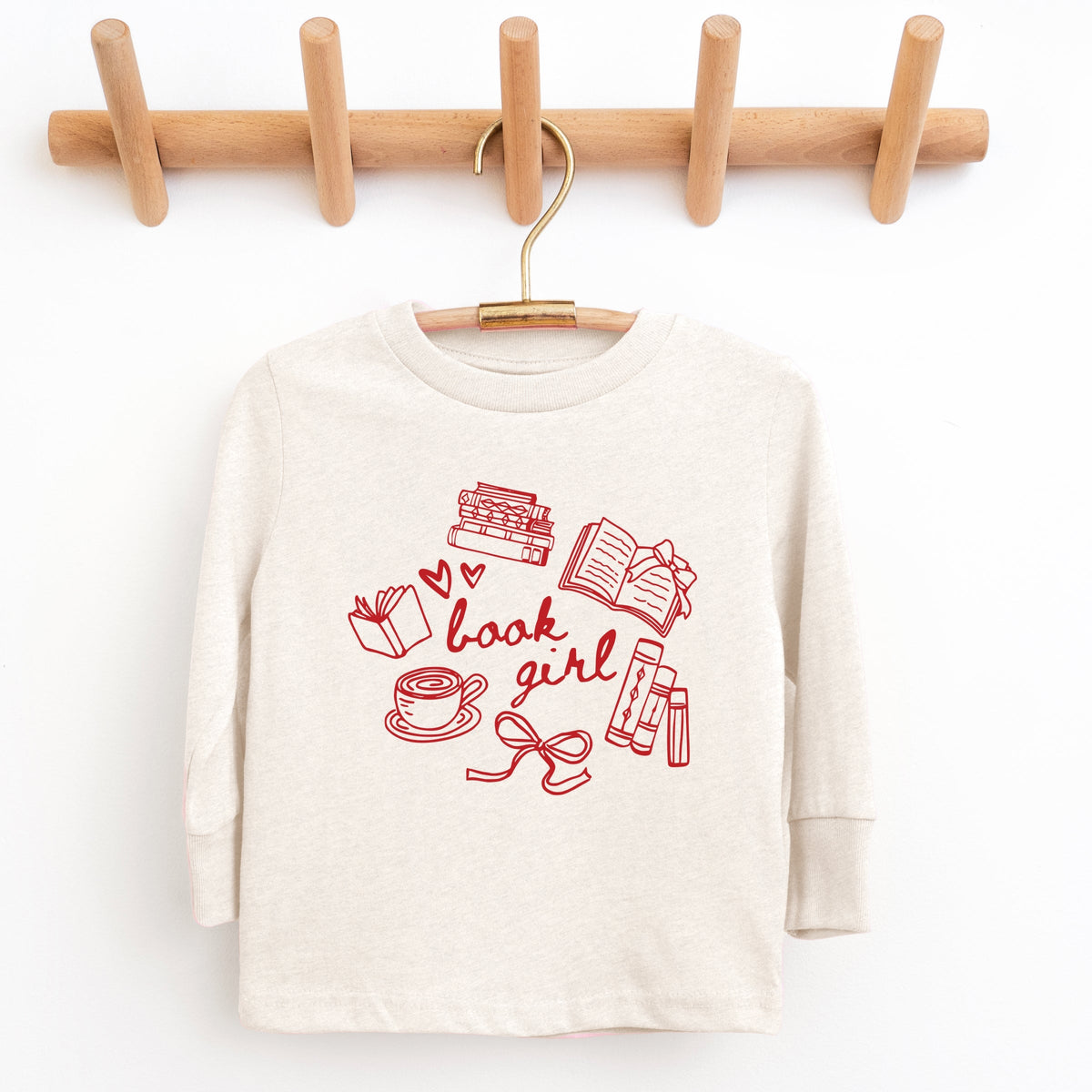 Book Girl Sketched - Youth Long Sleeve Graphic T-Shirt