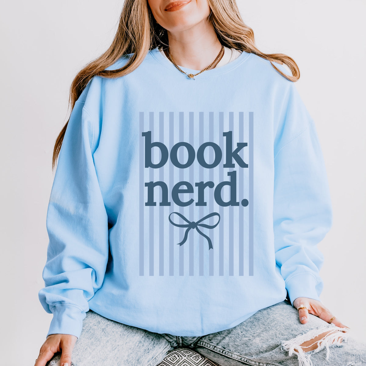 Blue Book Nerd Stripes - Women's Lightweight Garment Dyed Sweatshirt