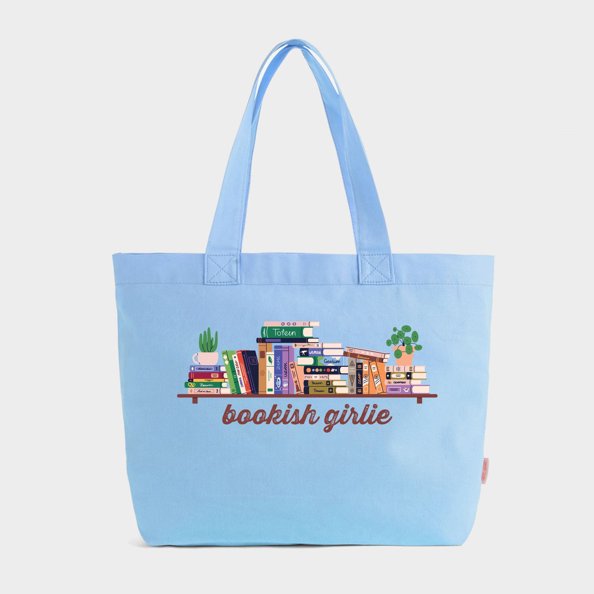 Bookish Girlie Bookshelf - Zippered Canvas Tote